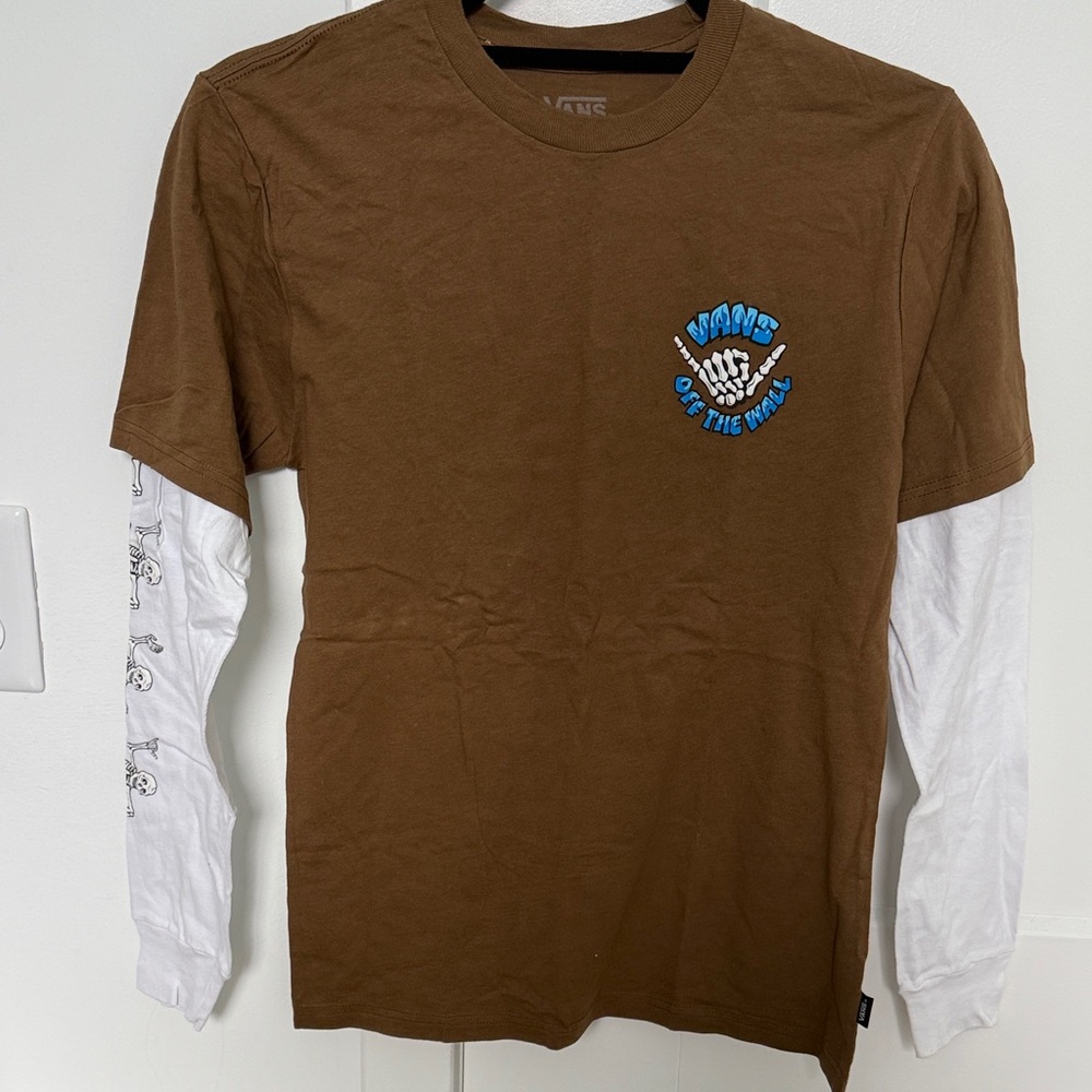 Vans Brown and White Long Sleeve Tee